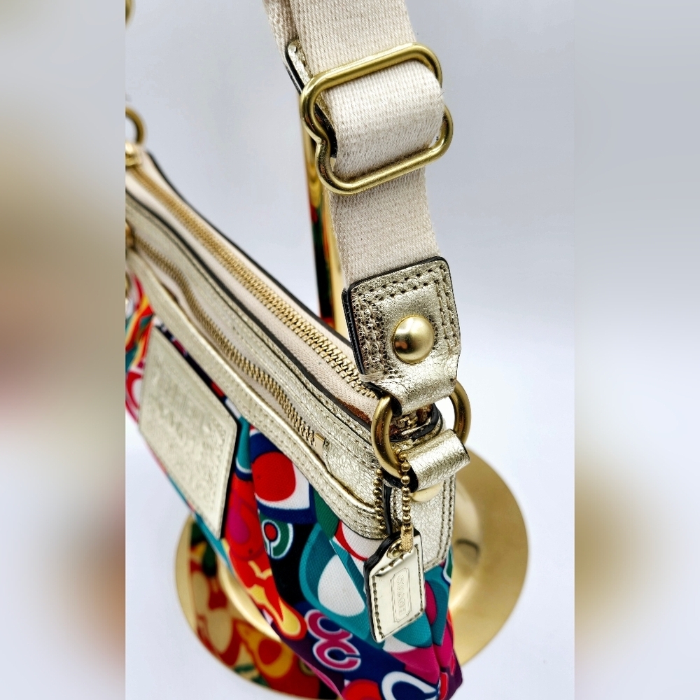 COACH POPPY Crossbody Nylon Op C Print Vibrant Colors - Picture 3 of 12